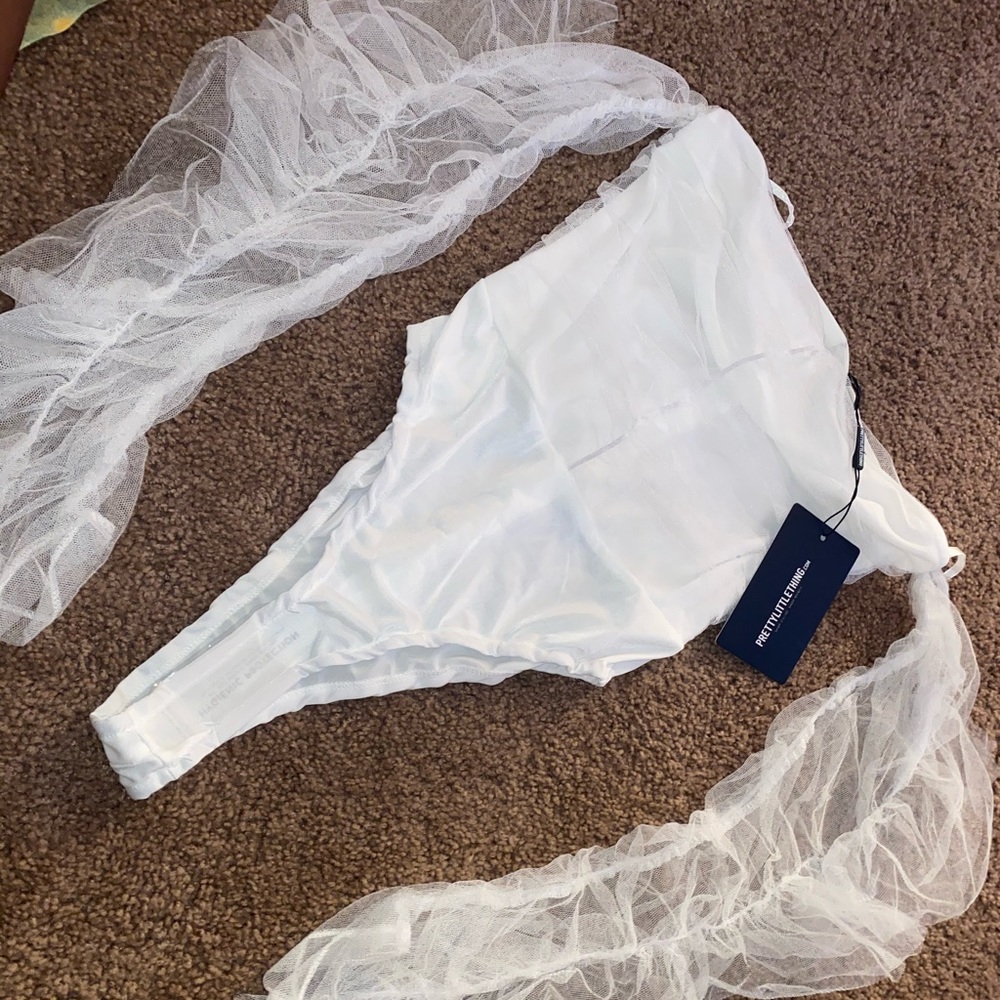 White mesh armed body suit - PLT never worn w/tags